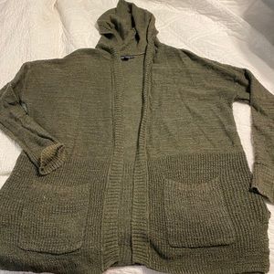Olive green hooded cardigan